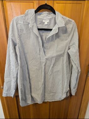 J. Crew White Shirt with Black Pinstripes